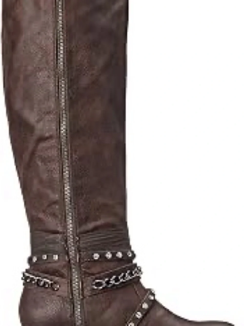 Women's Tall Brown Western-Style Boots with Studded Wrap